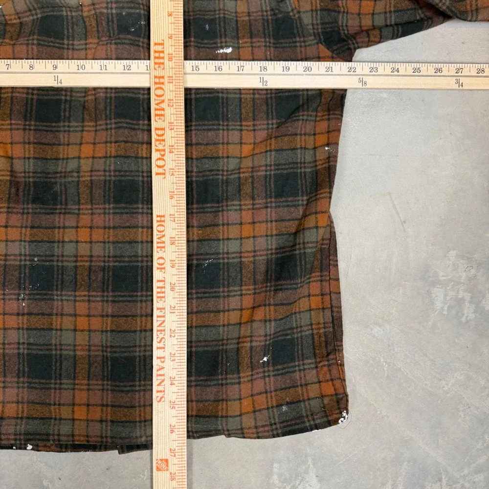 Vintage Pendleton Wool Board Shirt Mens M Brown shadow Plaid Paint Splatter 70s